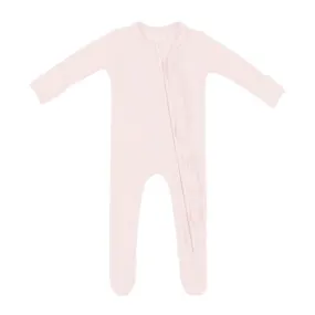 Kyte Baby Ribbed Ruffle Zippered Footie in Blush