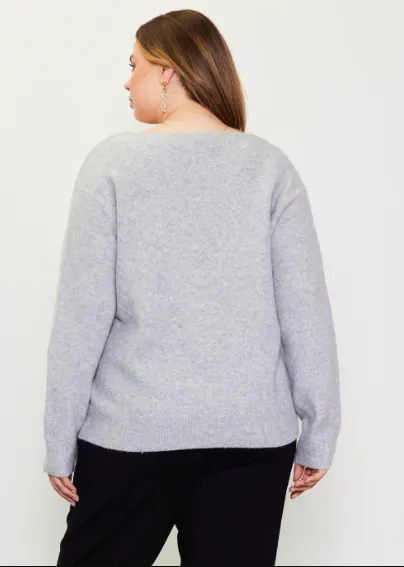 Layla Long Sleeve V Neck Sweater in Grey - FINAL SALE