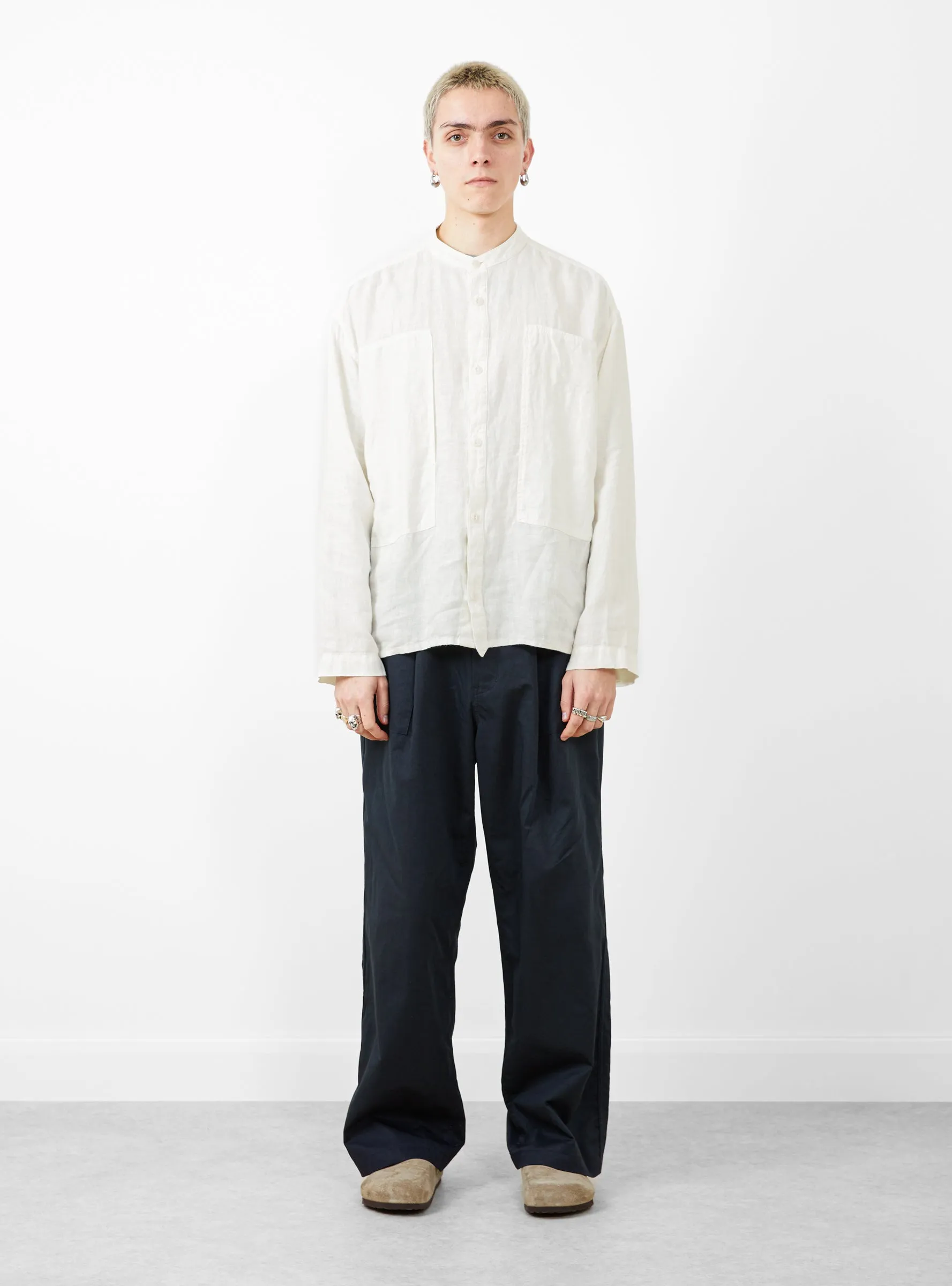 Linen Mixed Baker Pants Navy