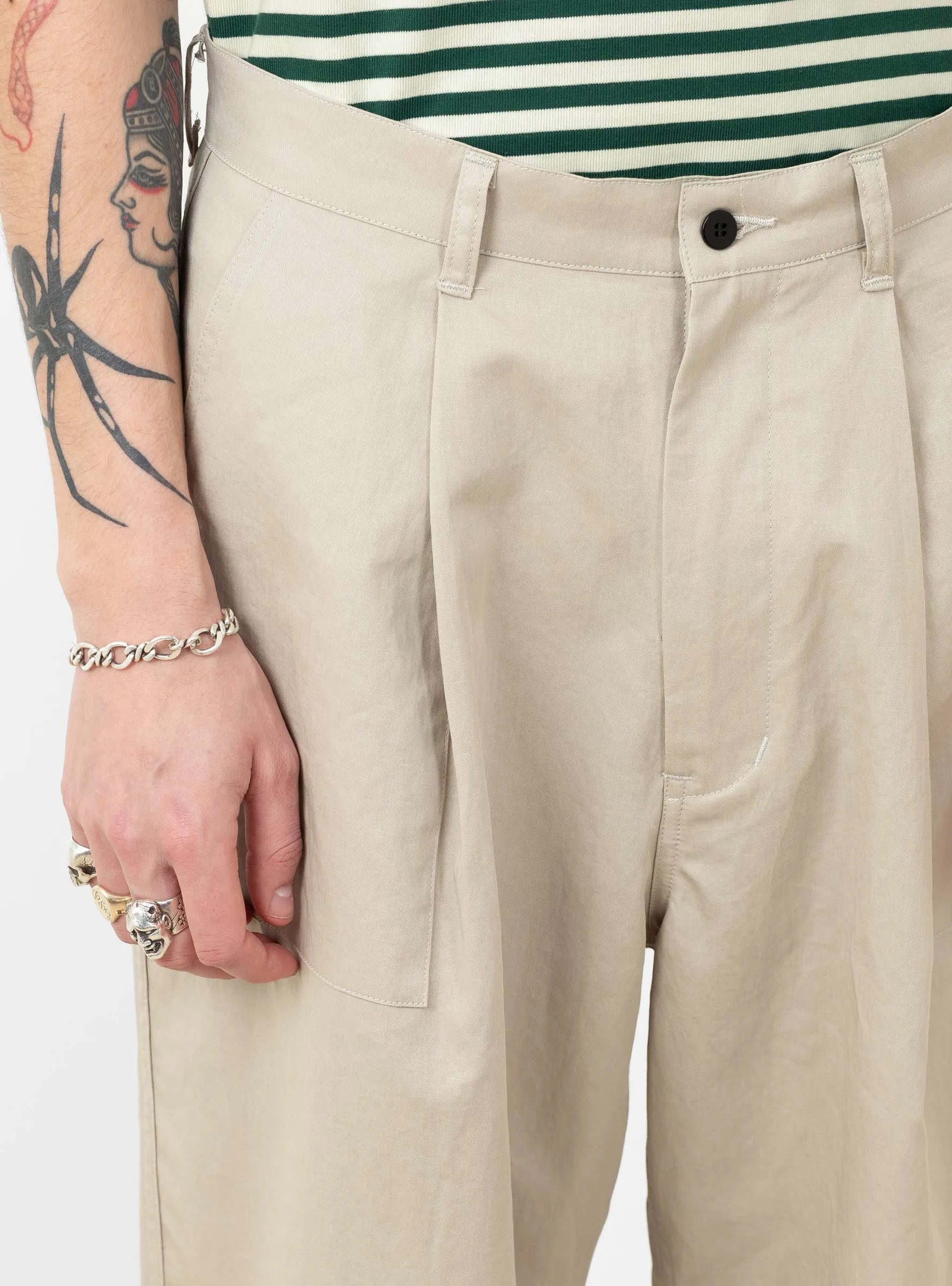 Linen Mixed Baker Pants Taupe