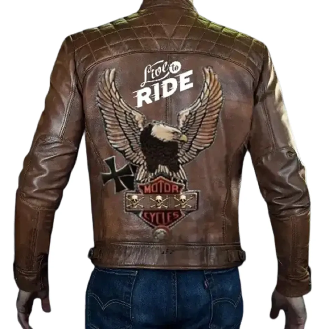 Live To Ride Motorcycle Vintage Leather Jacket