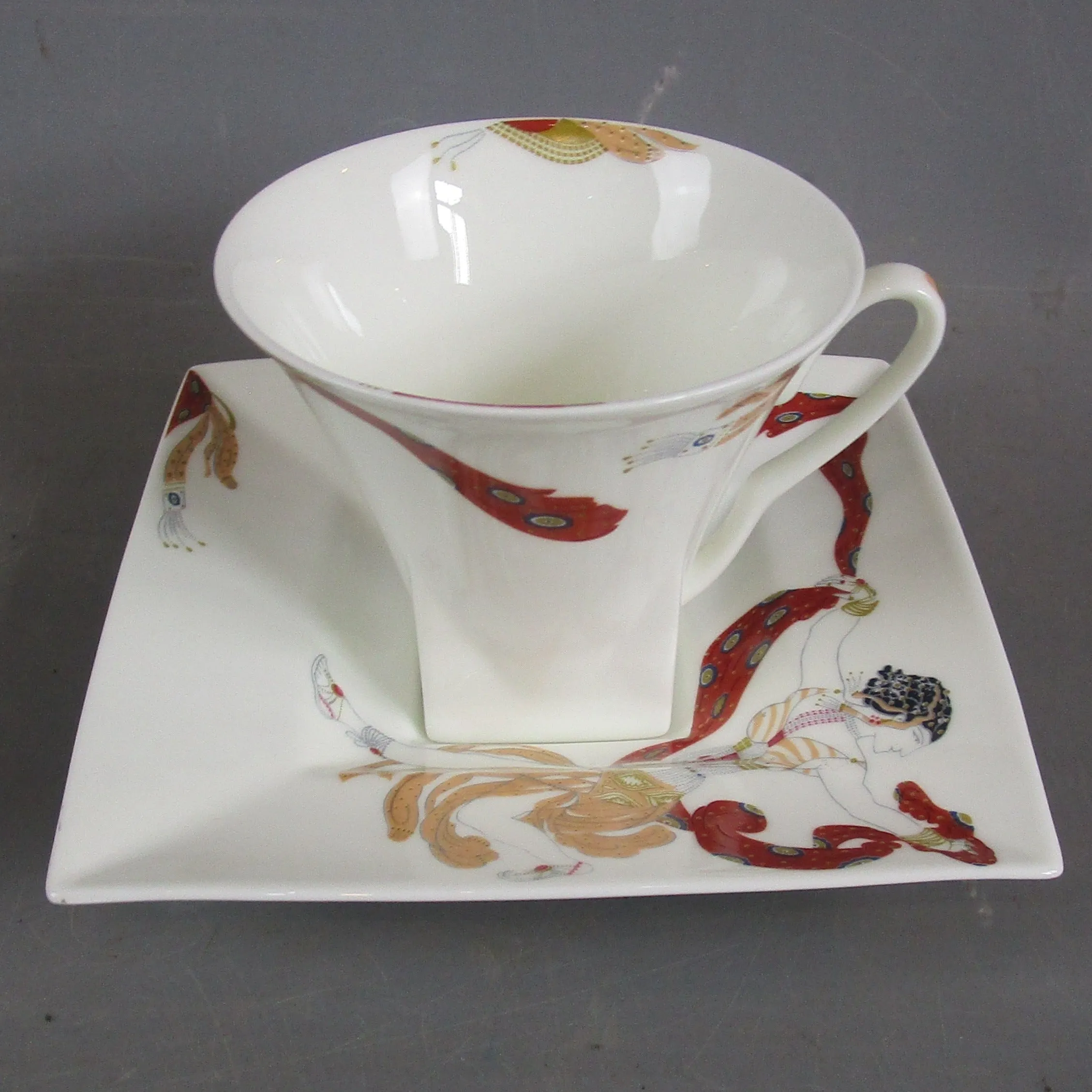 Lomonosov Imperial Porcelain Oriental Dance Cup And Saucer Vintage Art Deco c1930