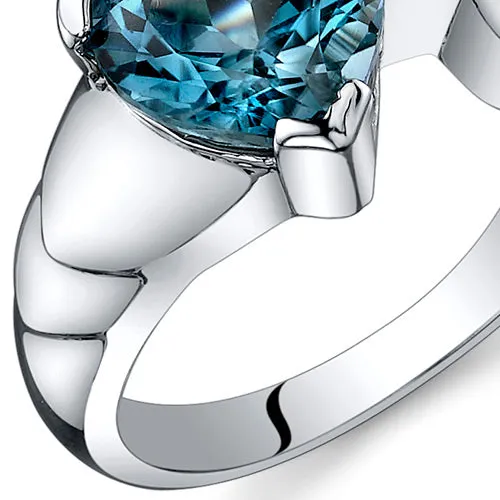 London Blue Topaz Heart Shape Sterling Silver Ring Size 6