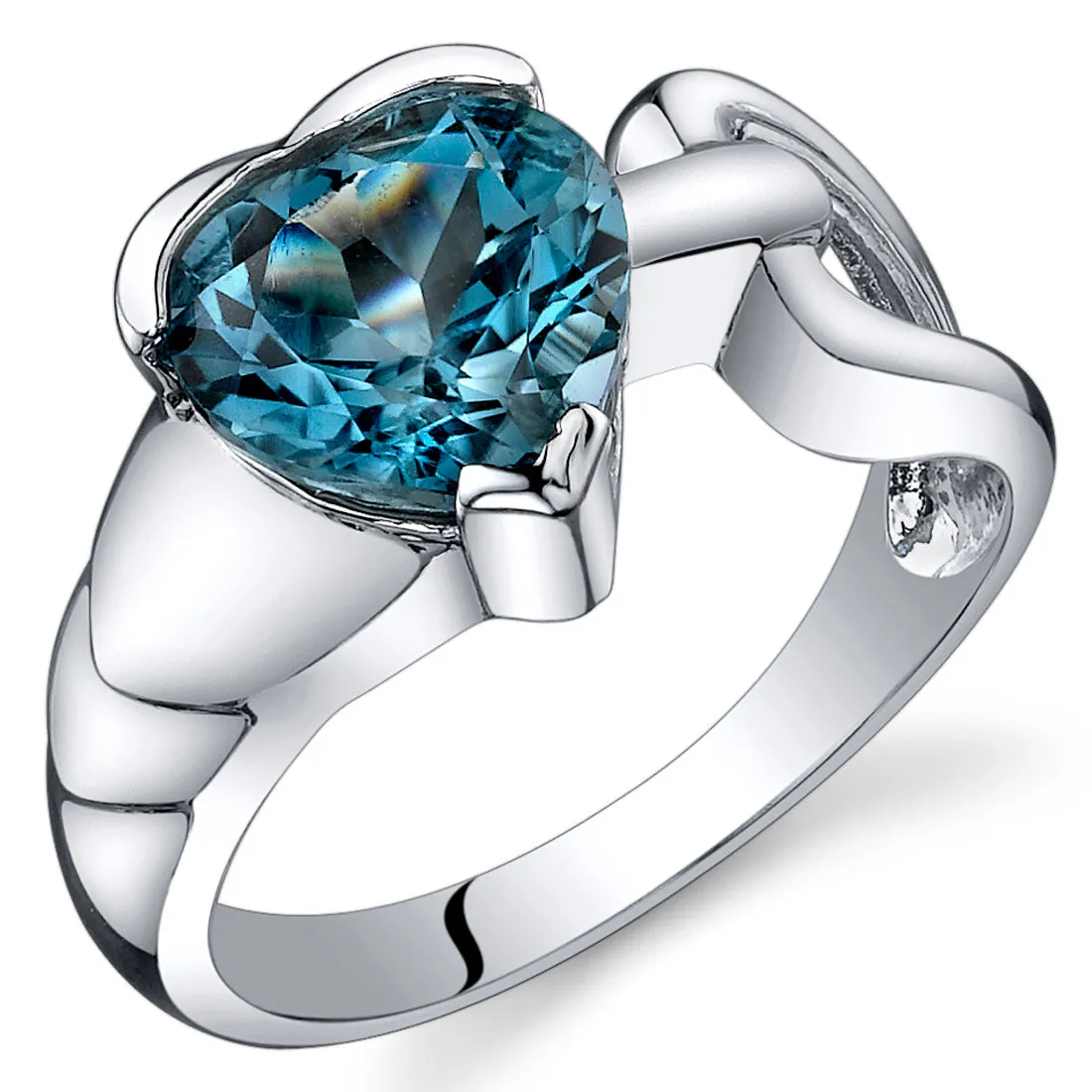 London Blue Topaz Heart Shape Sterling Silver Ring Size 6