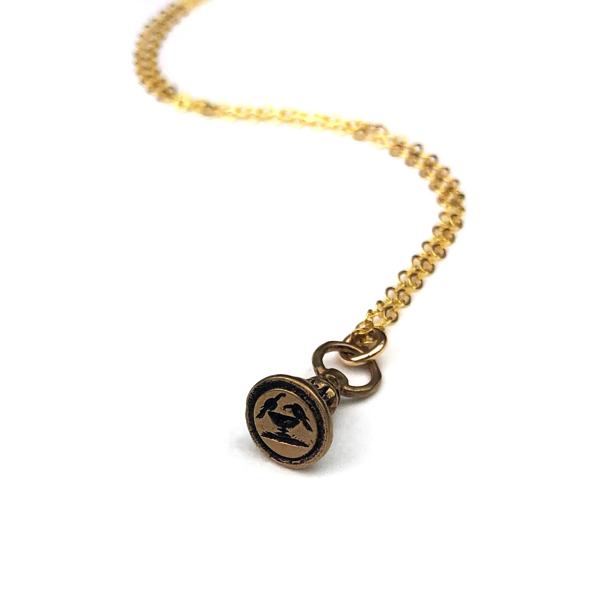 LOVEBIRDS Wax Seal Necklace - Bronze