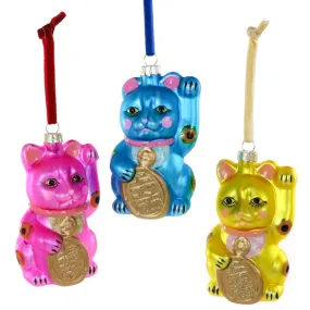 Lucky Cat Technicolor Ornament