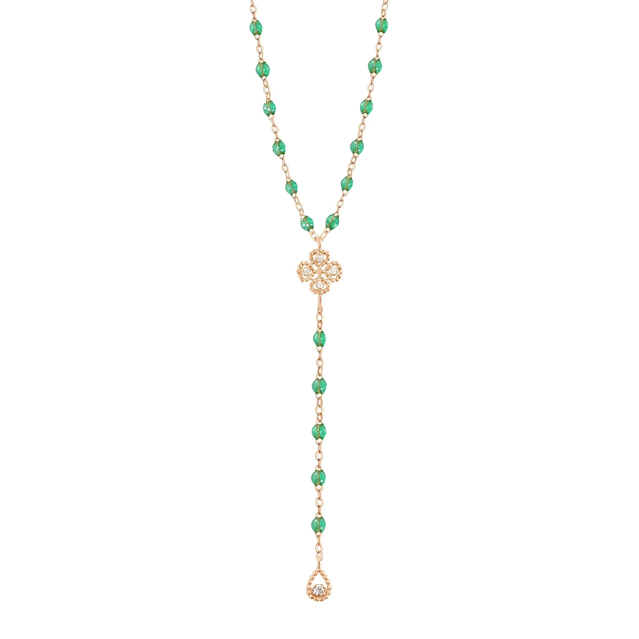 Lucky Classic Gigi Mint diamond rosary, Rose Gold, 17.7"