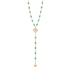 Lucky Classic Gigi Mint diamond rosary, Rose Gold, 17.7"