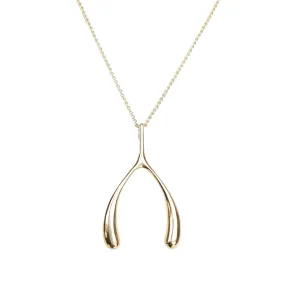 LUCKY Gold Wishbone Pendant