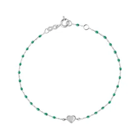 Lucky Heart Mini Gigi Emerald bracelet, White Gold, 6.7"