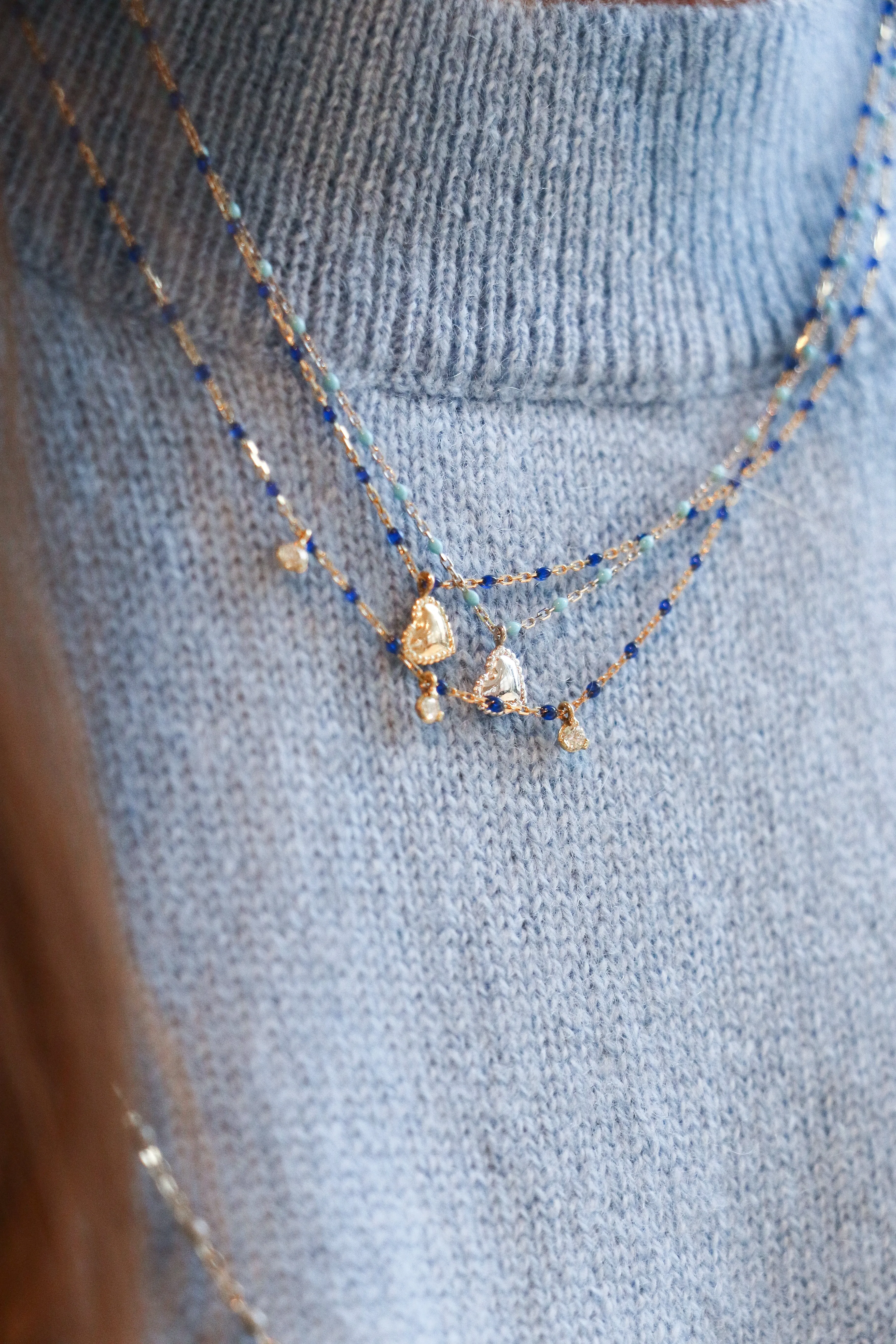 Lucky Heart Mini Gigi Lapis necklace, Yellow Gold, 15.7"