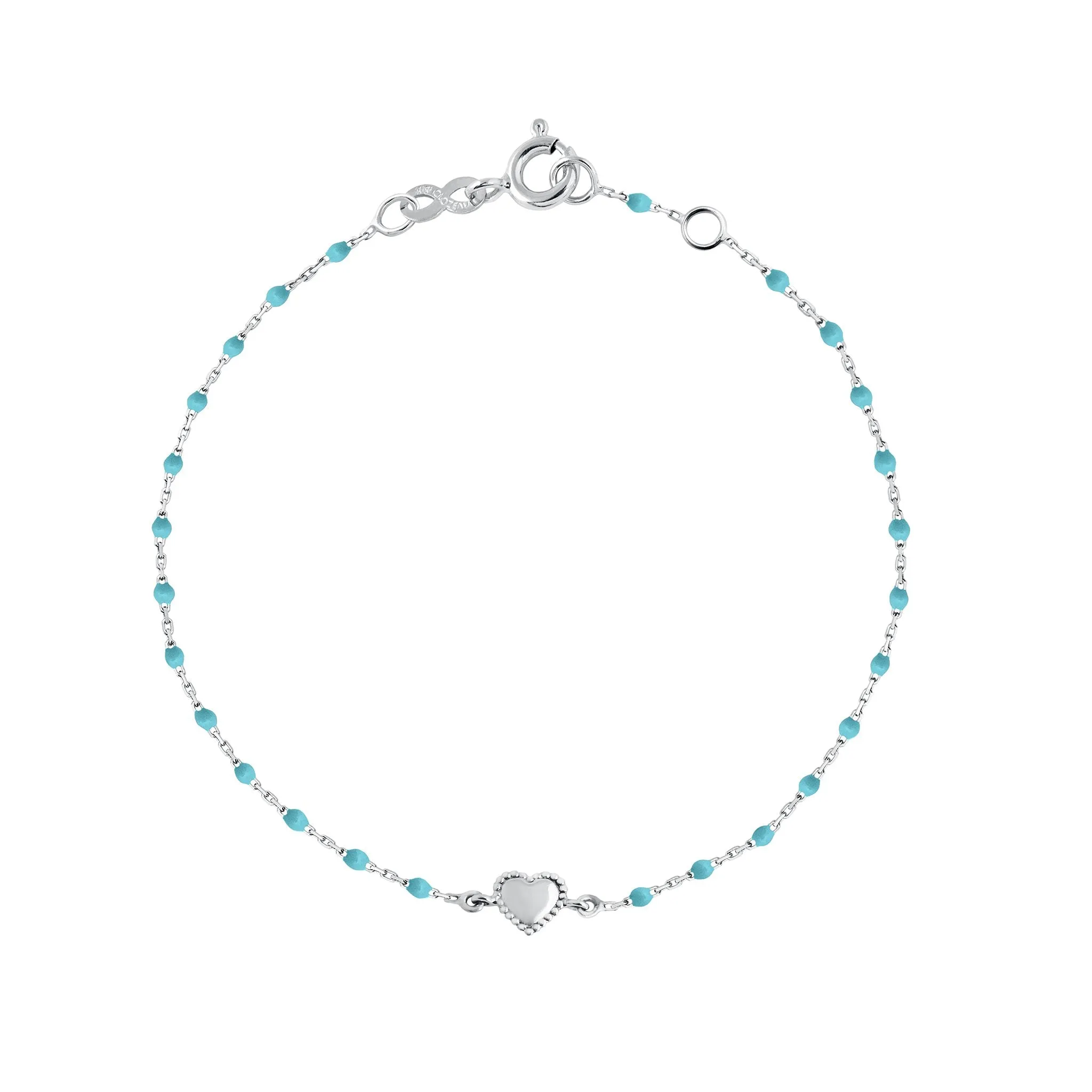 Lucky Heart Mini Gigi Turquoise bracelet, White Gold, 6.7"