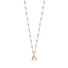 Lucky Heart Mini Gigi Turquoise necklace, Rose Gold, 15.7"