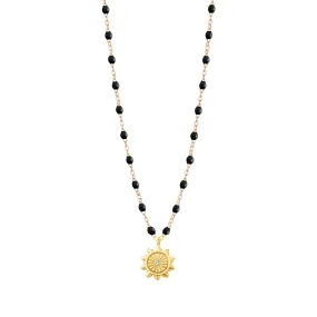 Lucky Sun Black Diamond Necklace, Yellow Gold, 16.5"