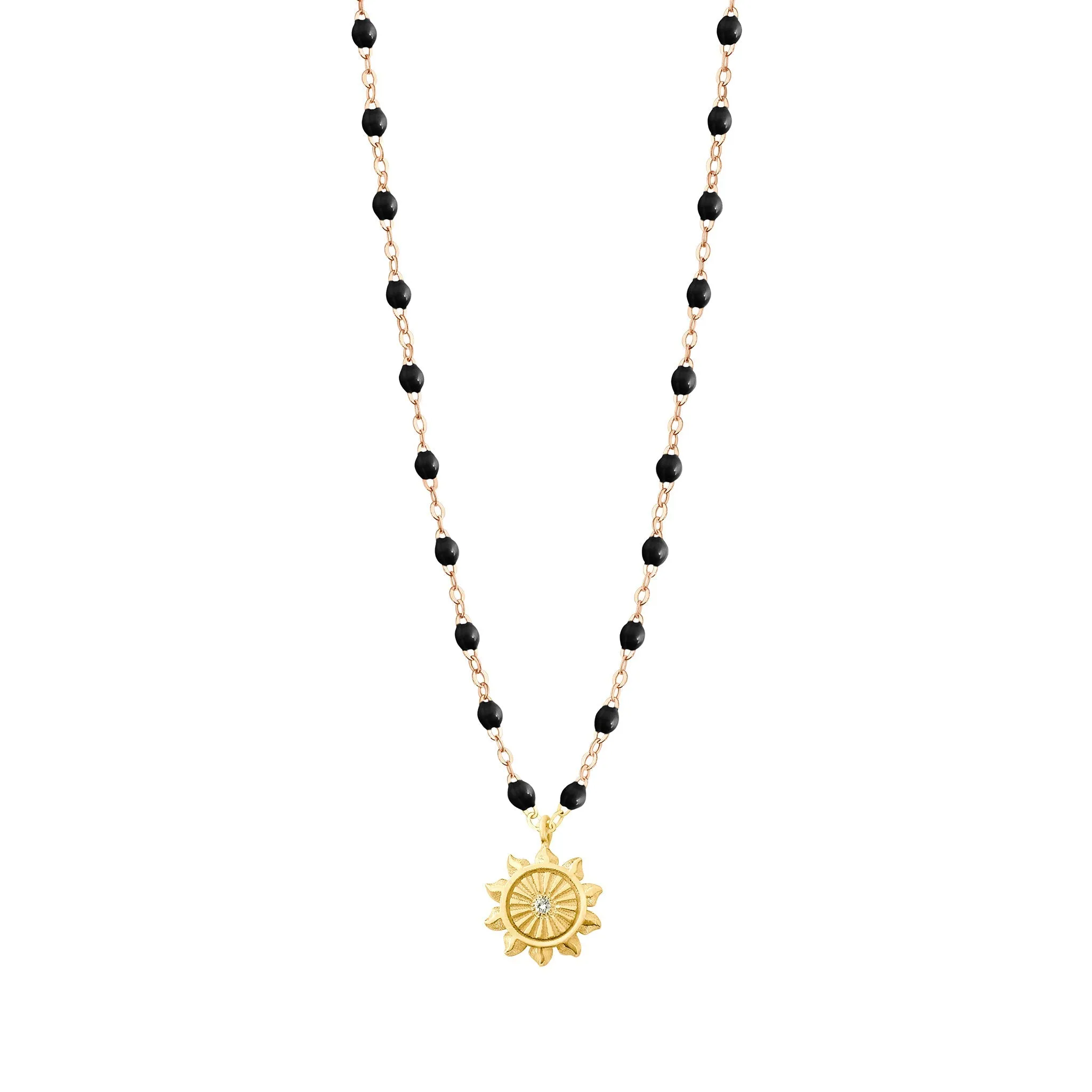 Lucky Sun Black Diamond Necklace, Yellow Gold, 16.5"