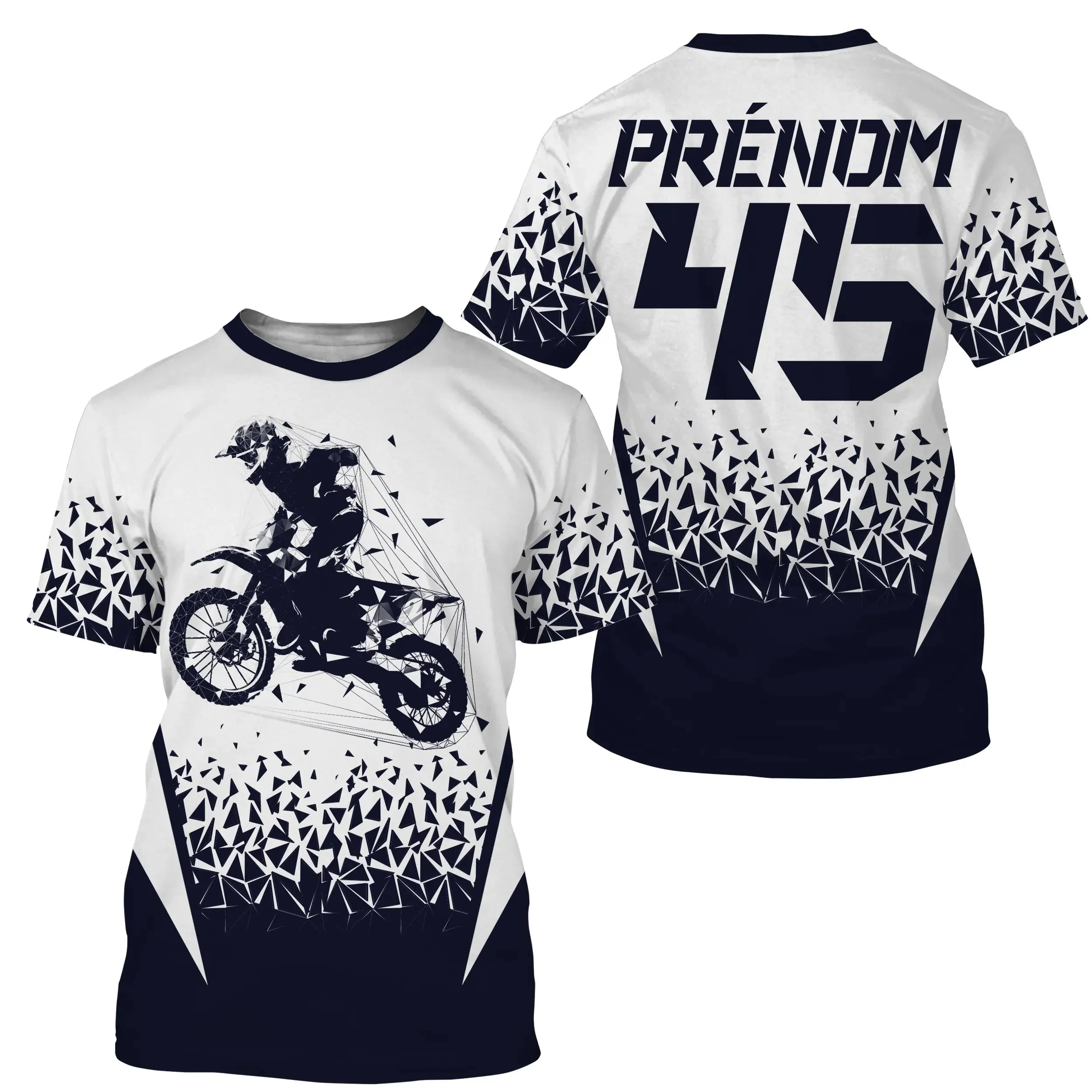 Maillot Cross Dirt Bike Personnalisé Blanc Et Noir, Cadeau Original Pilote Tout-Terrain - MZ28122206