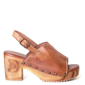 Marie Women's Leather Wooden Heeled Clog