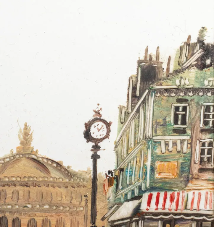 Mario Maresca "A Street in Paris" Oil on Tile