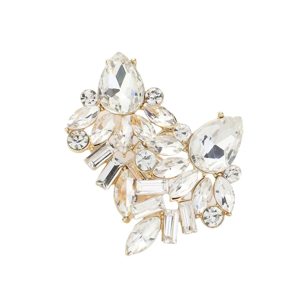 Marquise Baguette Stone Cluster Evening Earrings