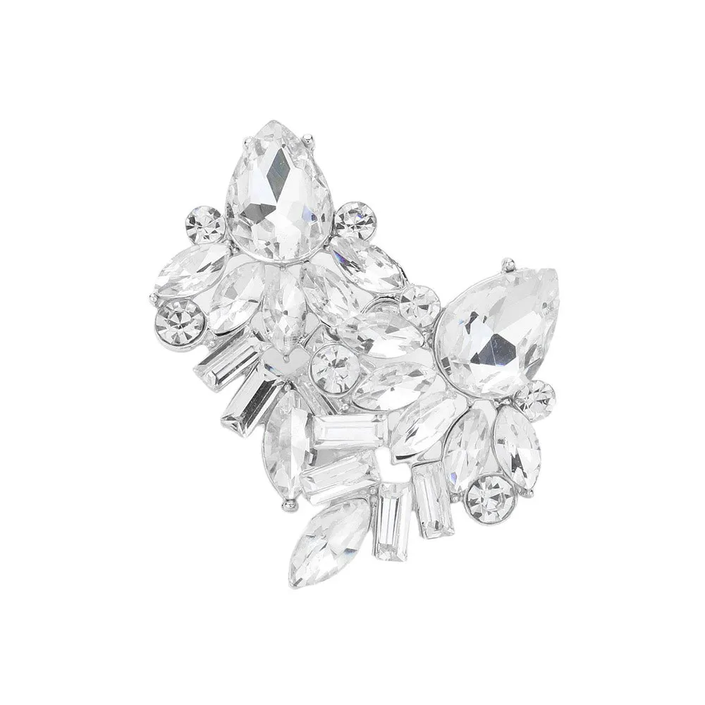 Marquise Baguette Stone Cluster Evening Earrings