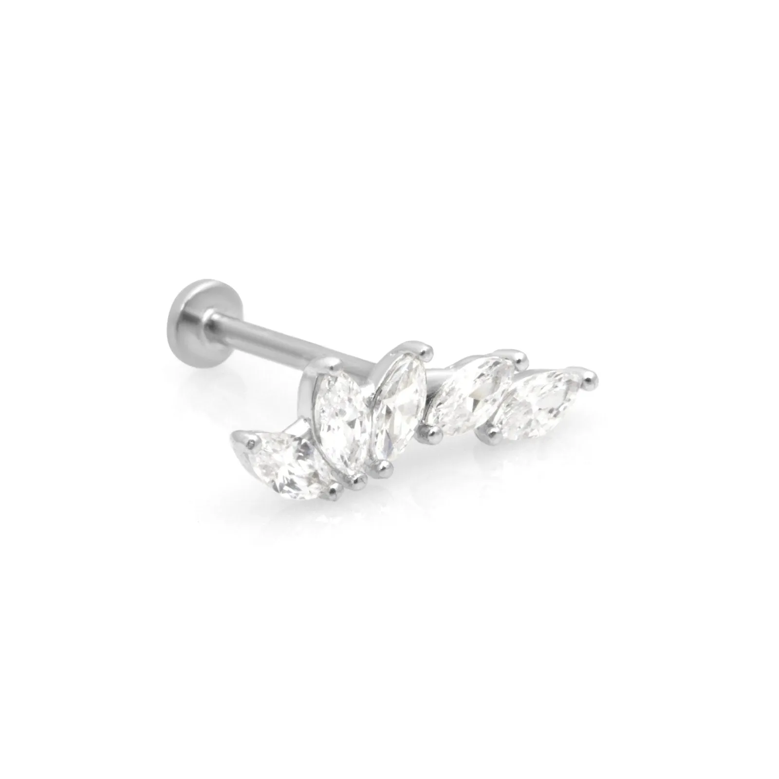 Marquise Illusion Ear Climber Flat Back Earring