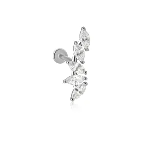 Marquise Illusion Ear Climber Flat Back Earring