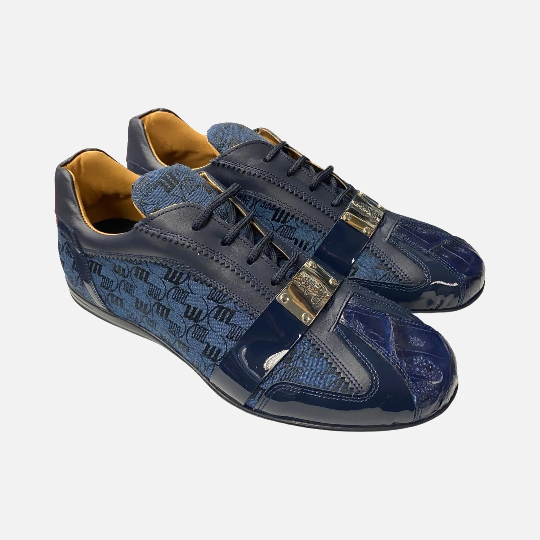 Mauri 8840 Men's Blue Sneakers | Baby Croc/Patent/Nappa/Fabric