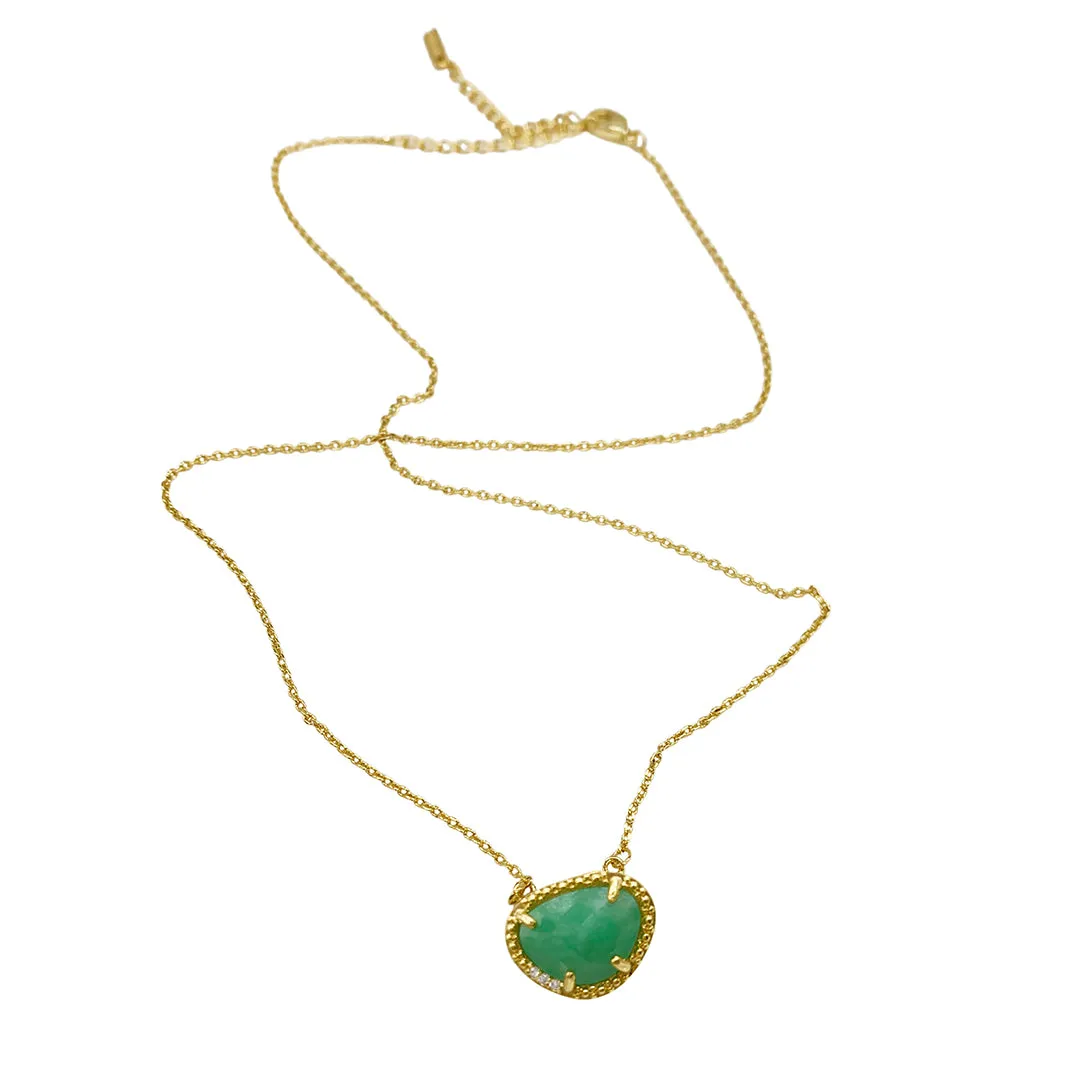 May Birthstone Necklace emerald silver gold