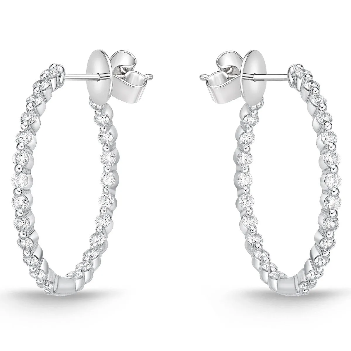 Memoire 18k White Gold Aura Diamond Hoop Earrings