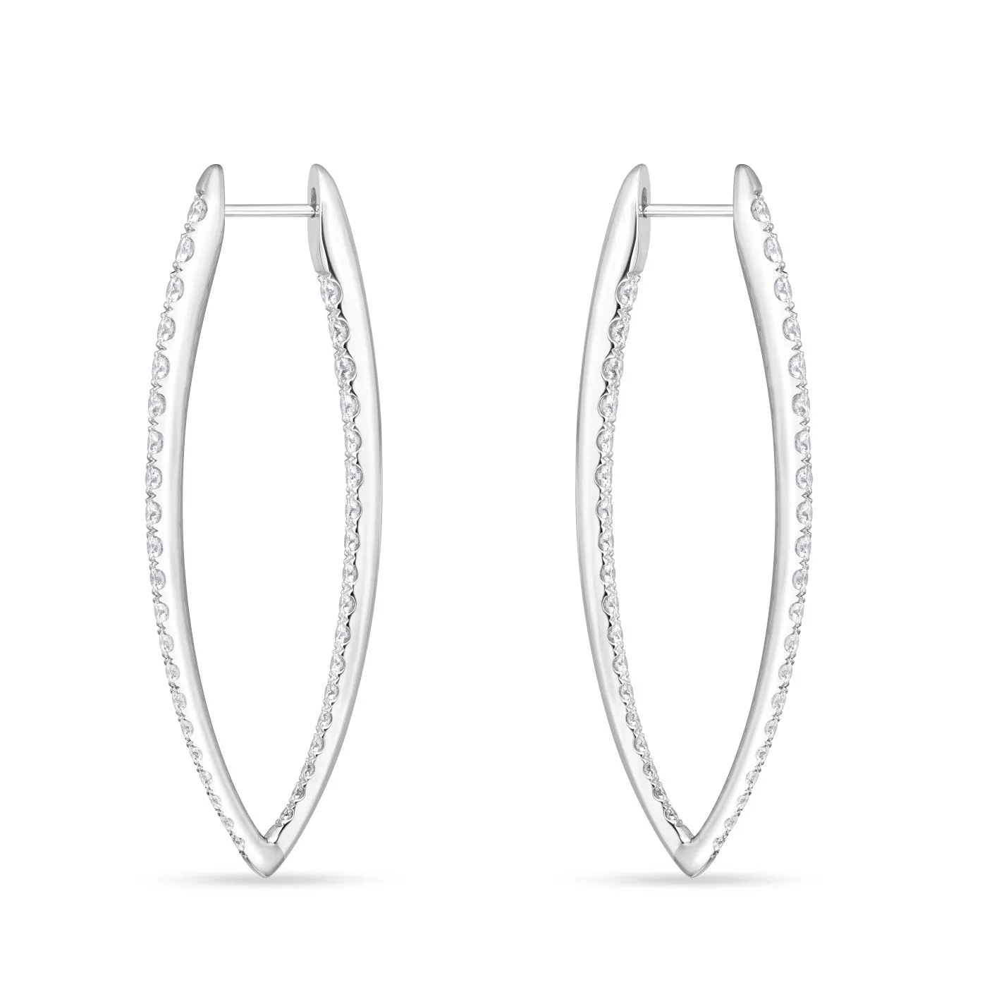 Memoire 18k White Gold Imperial Diamond Hoop Earrings