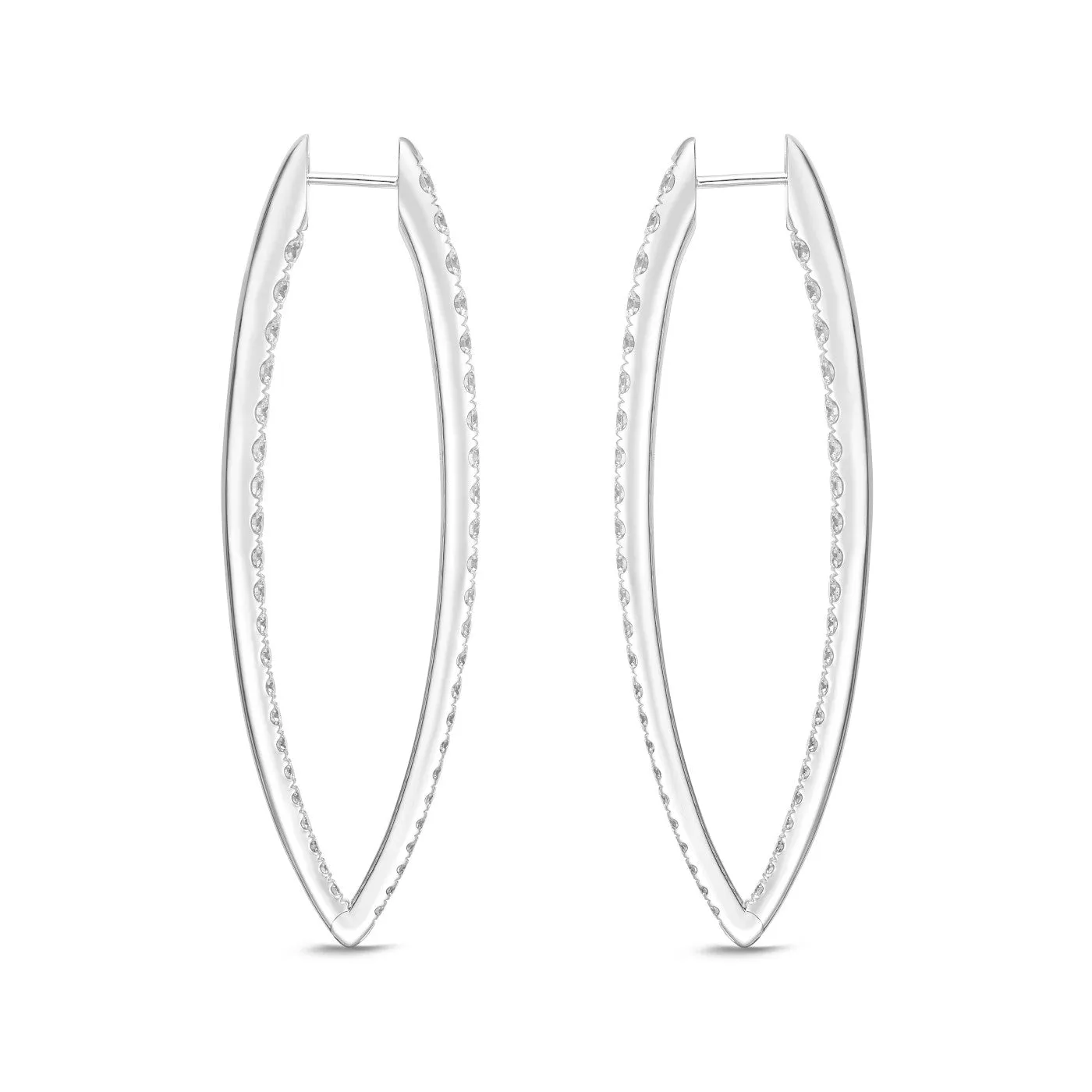 Memoire 18k White Gold Imperial Diamond Hoop Earrings