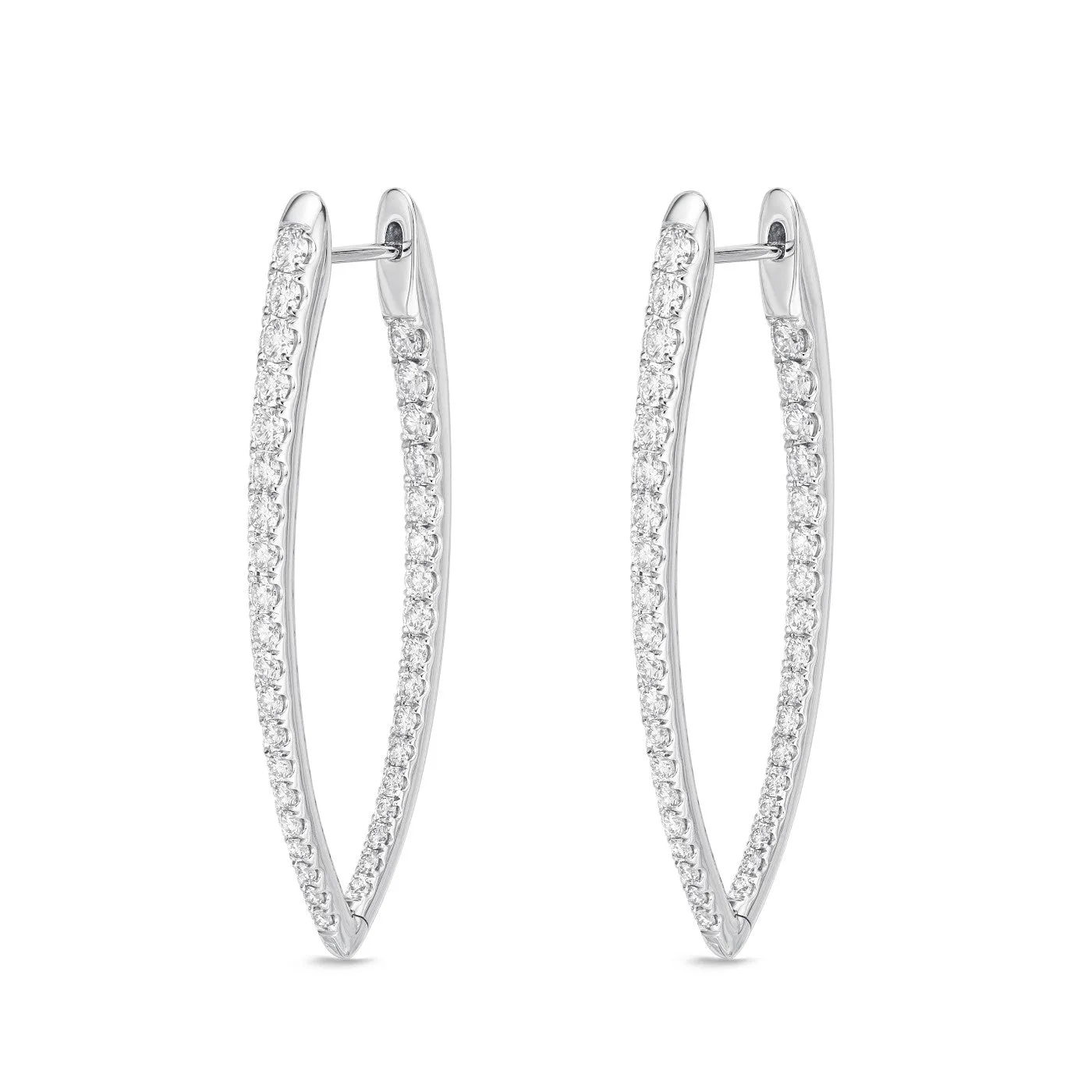 Memoire 18k White Gold Imperial Diamond Hoop Earrings