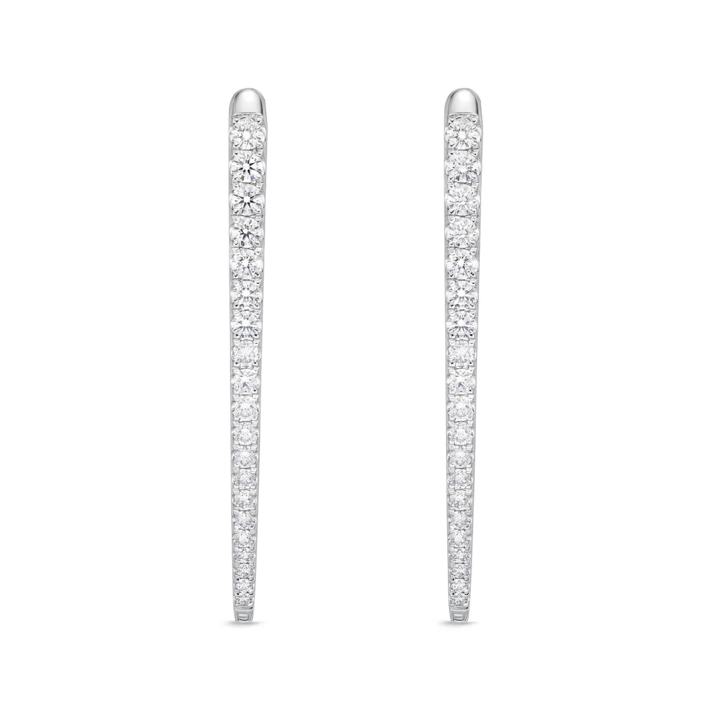 Memoire 18k White Gold Imperial Diamond Hoop Earrings