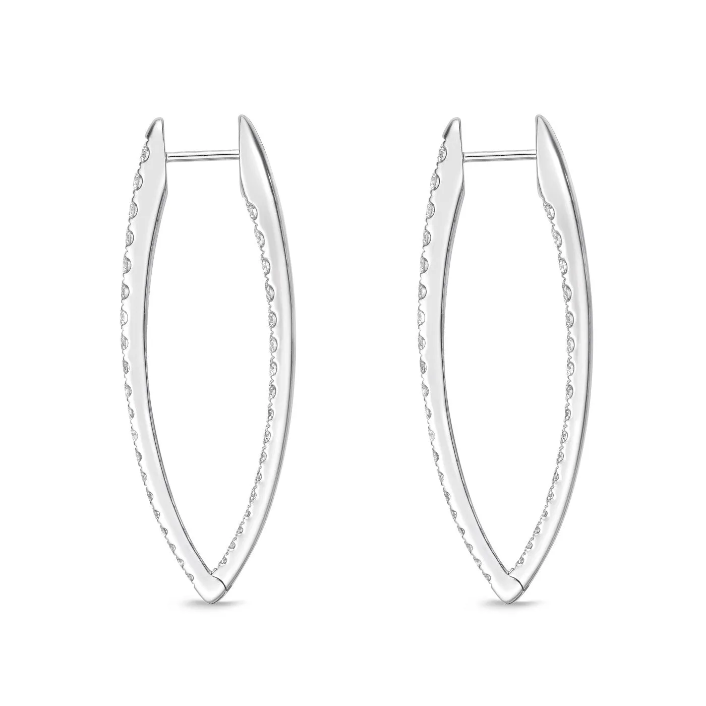 Memoire 18k White Gold Imperial Diamond Hoop Earrings