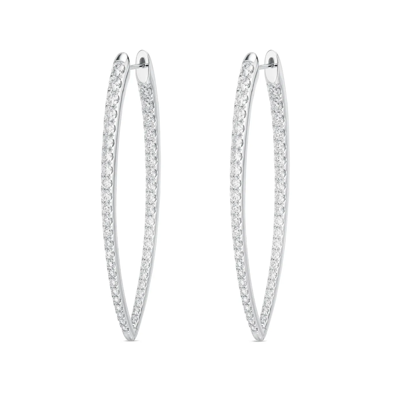 Memoire 18k White Gold Imperial Diamond Hoop Earrings