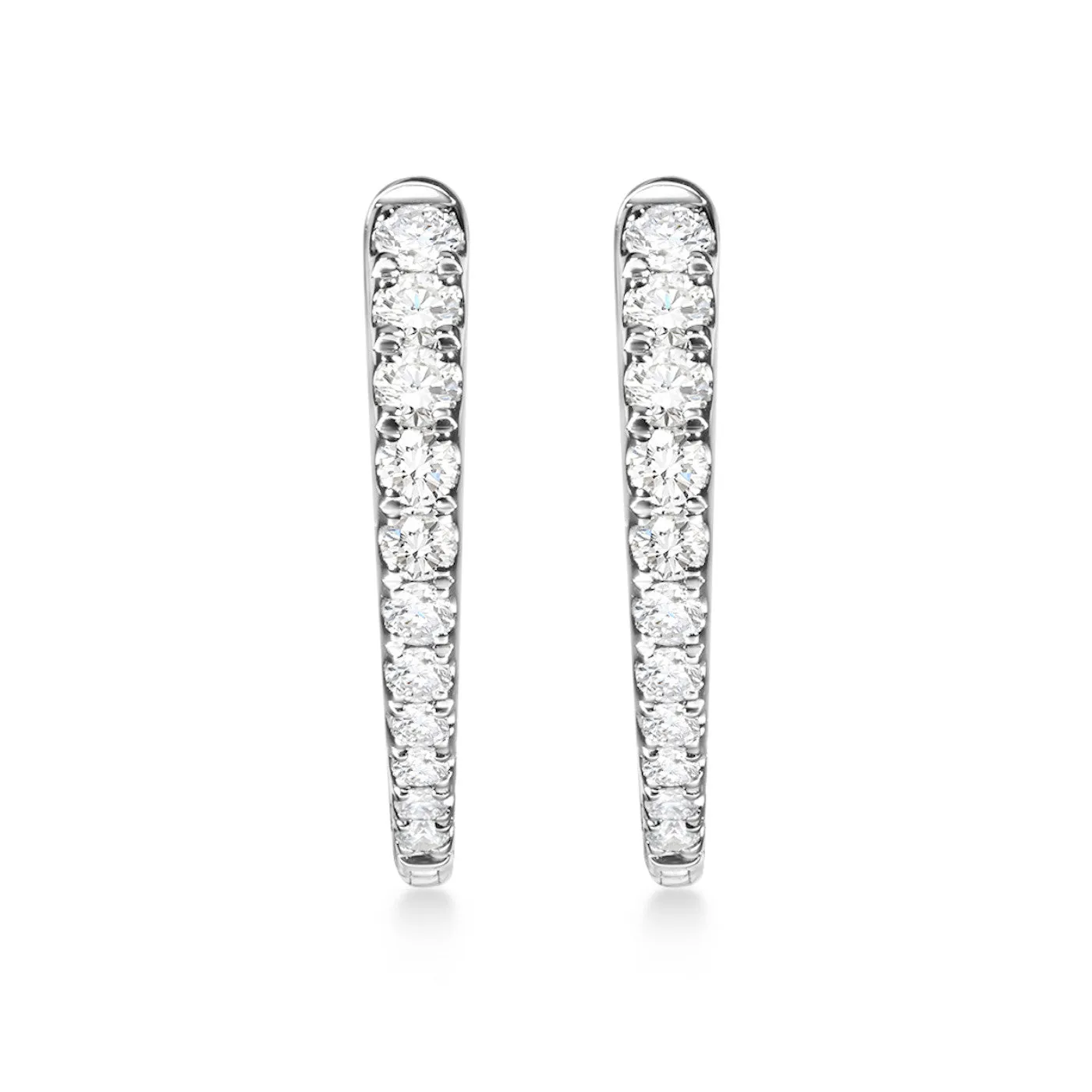 Memoire 18k White Gold Imperial Diamond Hoop Earrings