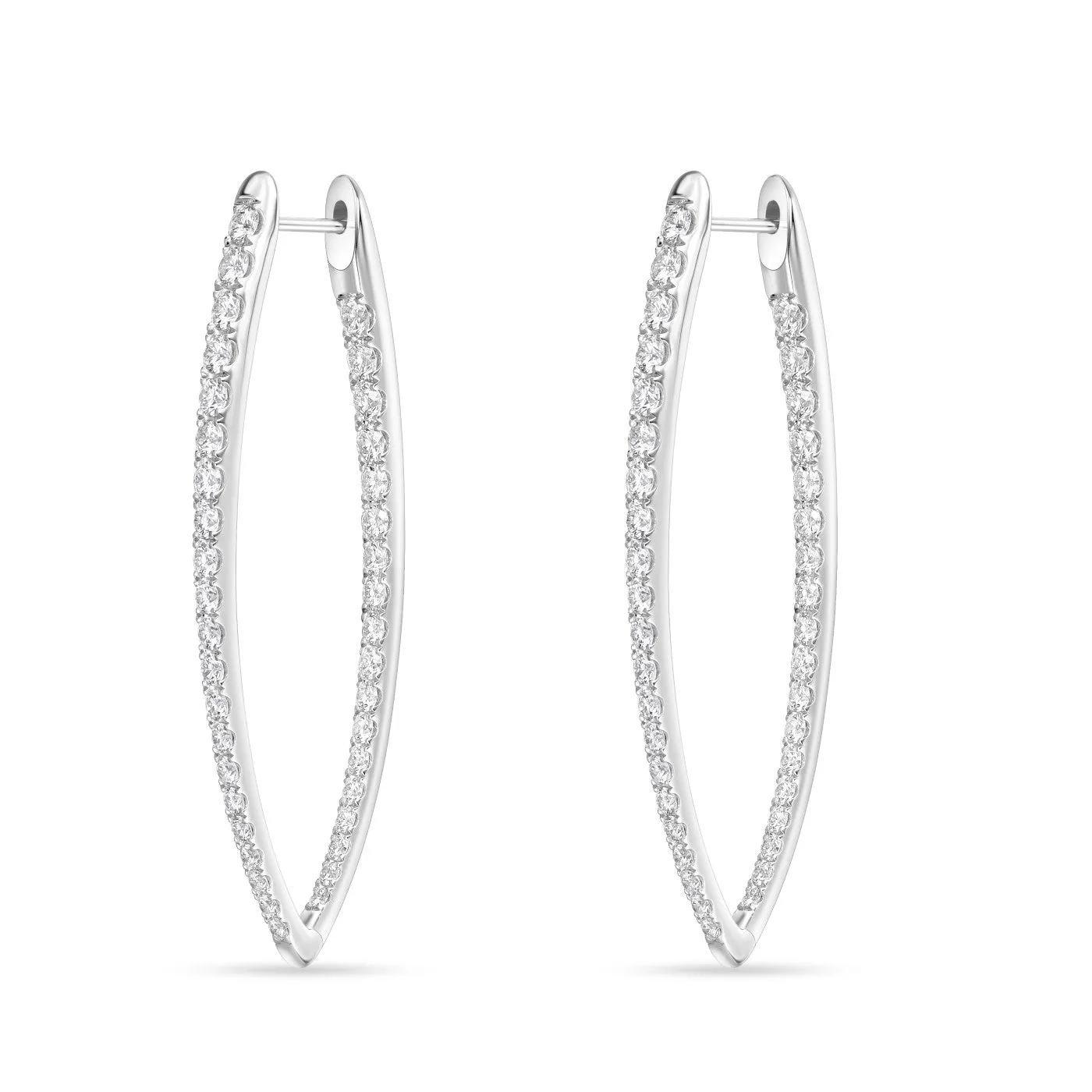 Memoire 18k White Gold Imperial Diamond Hoop Earrings