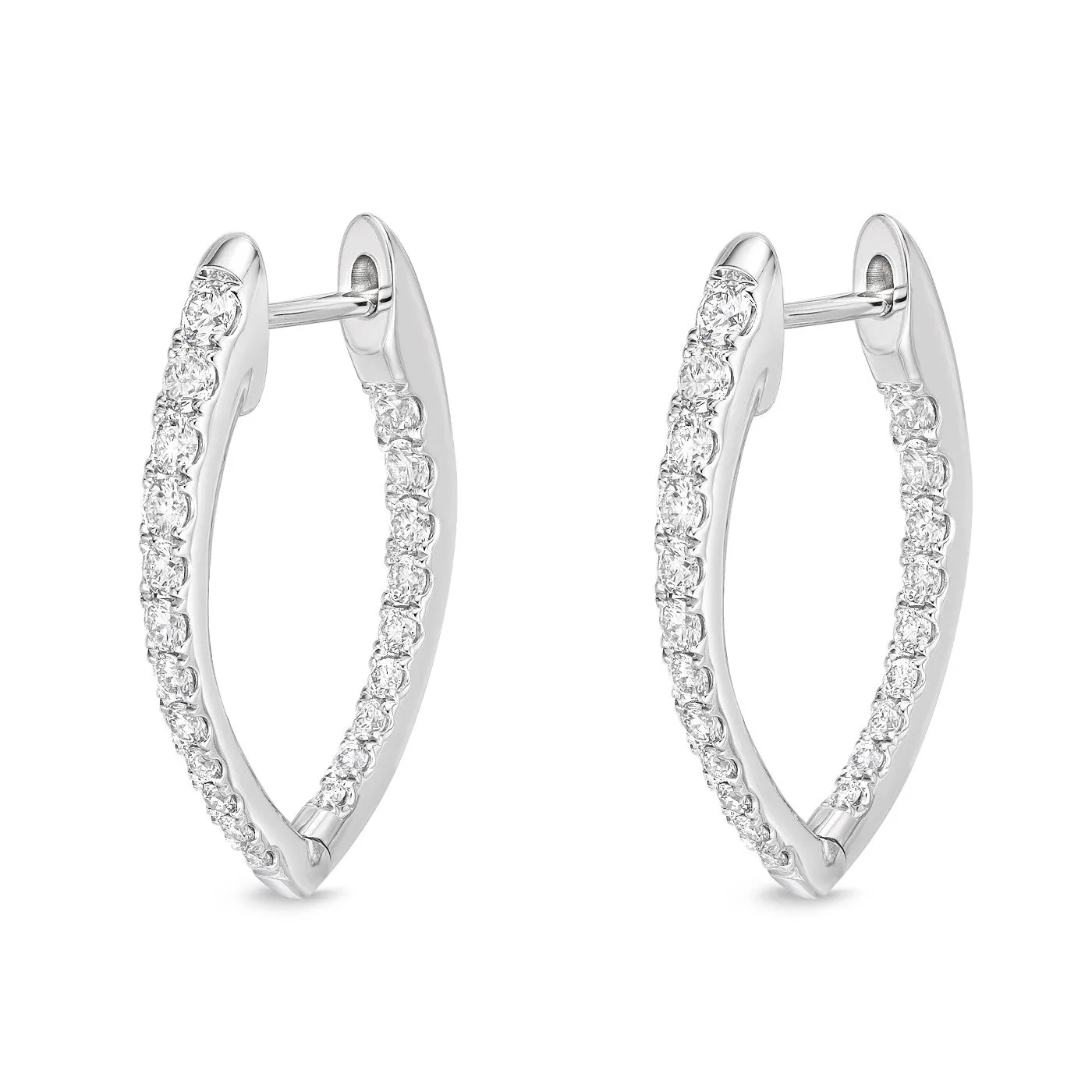 Memoire 18k White Gold Imperial Diamond Hoop Earrings