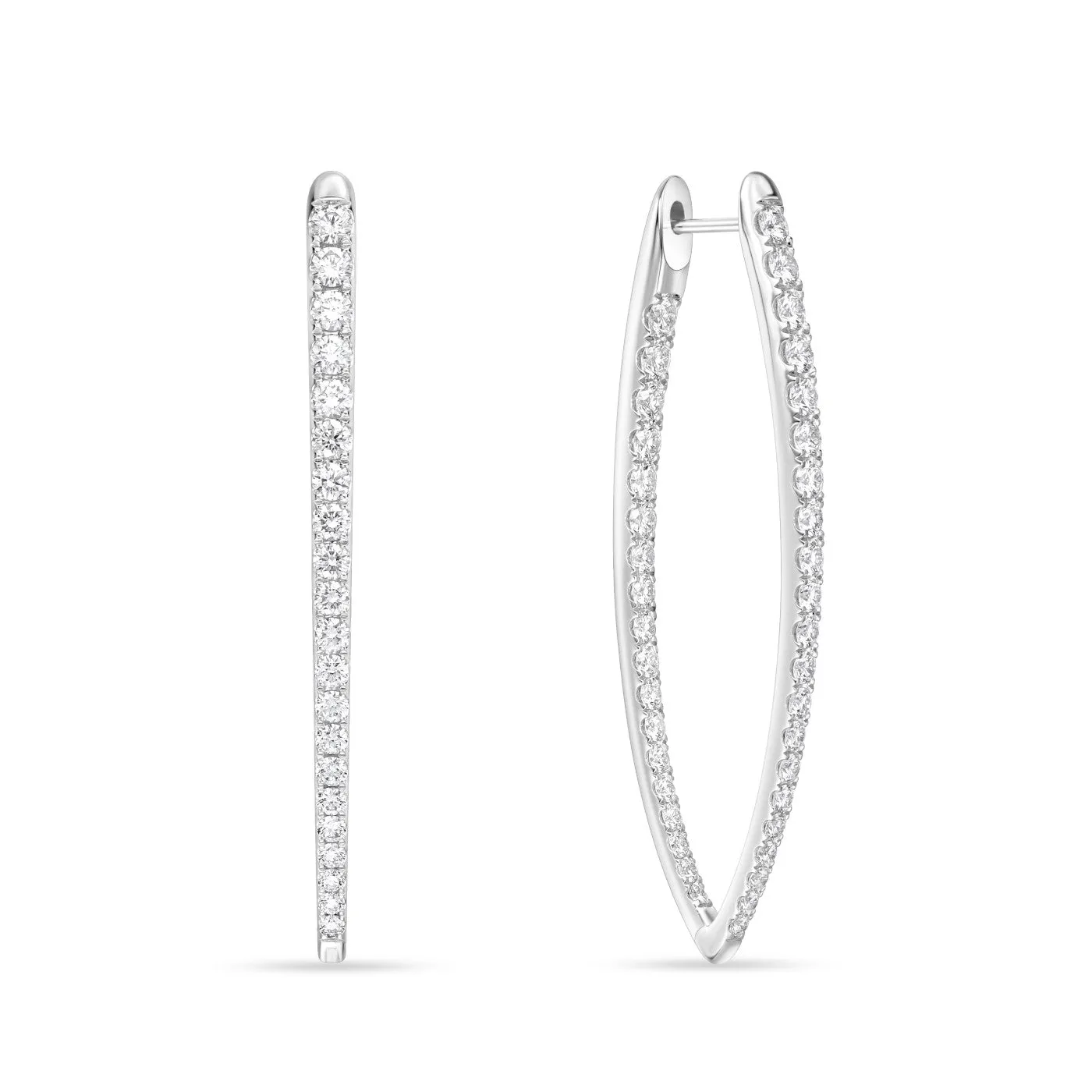 Memoire 18k White Gold Imperial Diamond Hoop Earrings