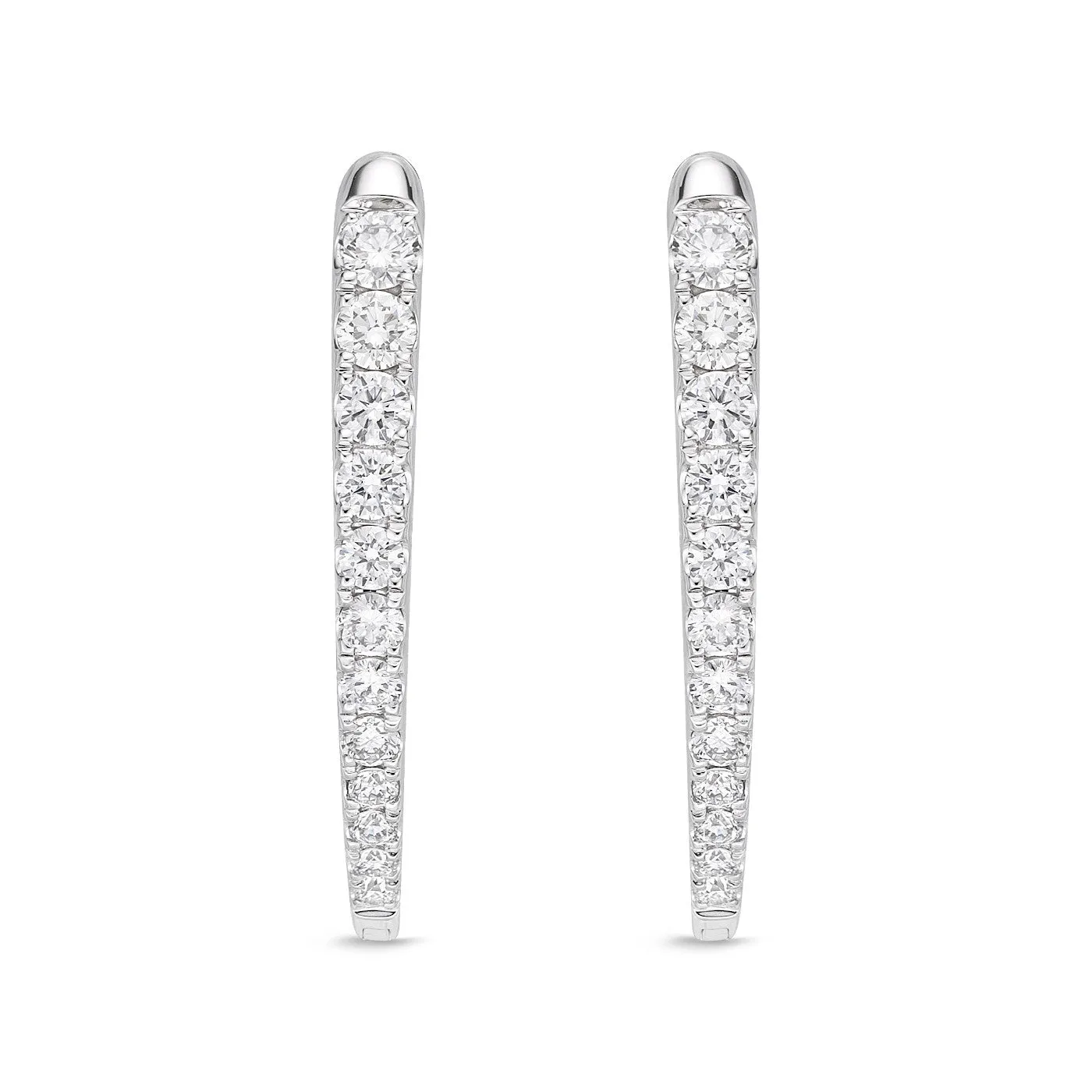 Memoire 18k White Gold Imperial Diamond Hoop Earrings