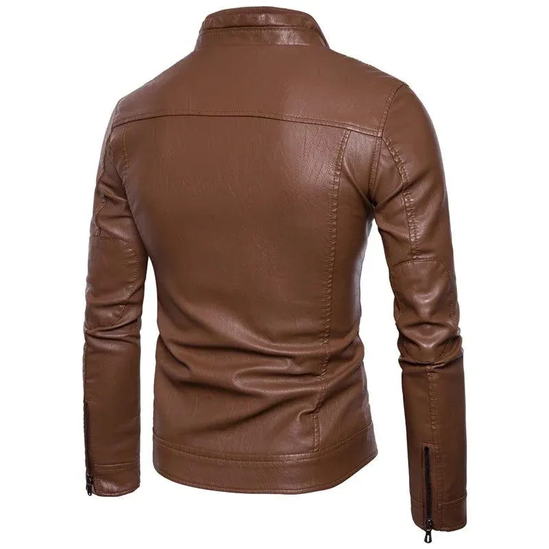 Men PU Leather Jacket,Autumn Spring Motorcycle Vintage Coat