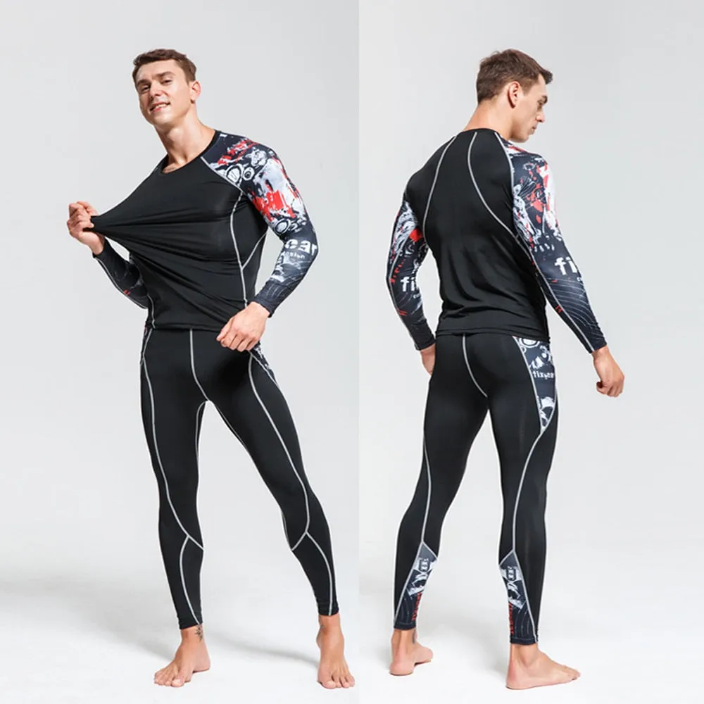 Men Thermal underwear Set MMA Tactics Fitness leggings base  Compression Sports suit underwear Long Johns