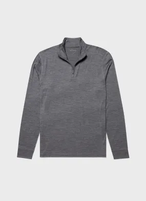 Men's Active Merino Half Zip Top in Grey Melange