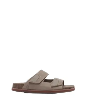 Mens Hush Puppies Cracker Taupe Sandals Slip On Leather Shoes