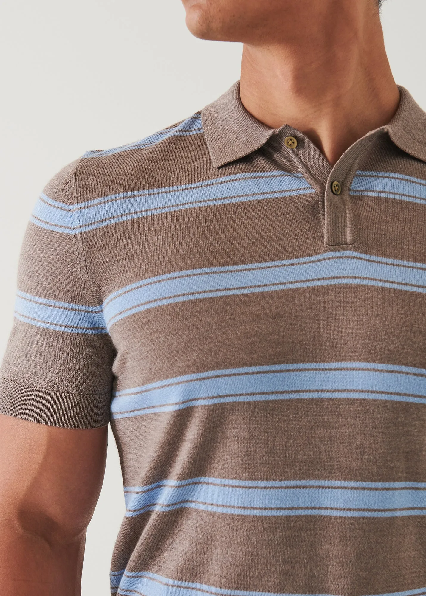 MERINO WOOL-SILK BLEND STRIPED POLO