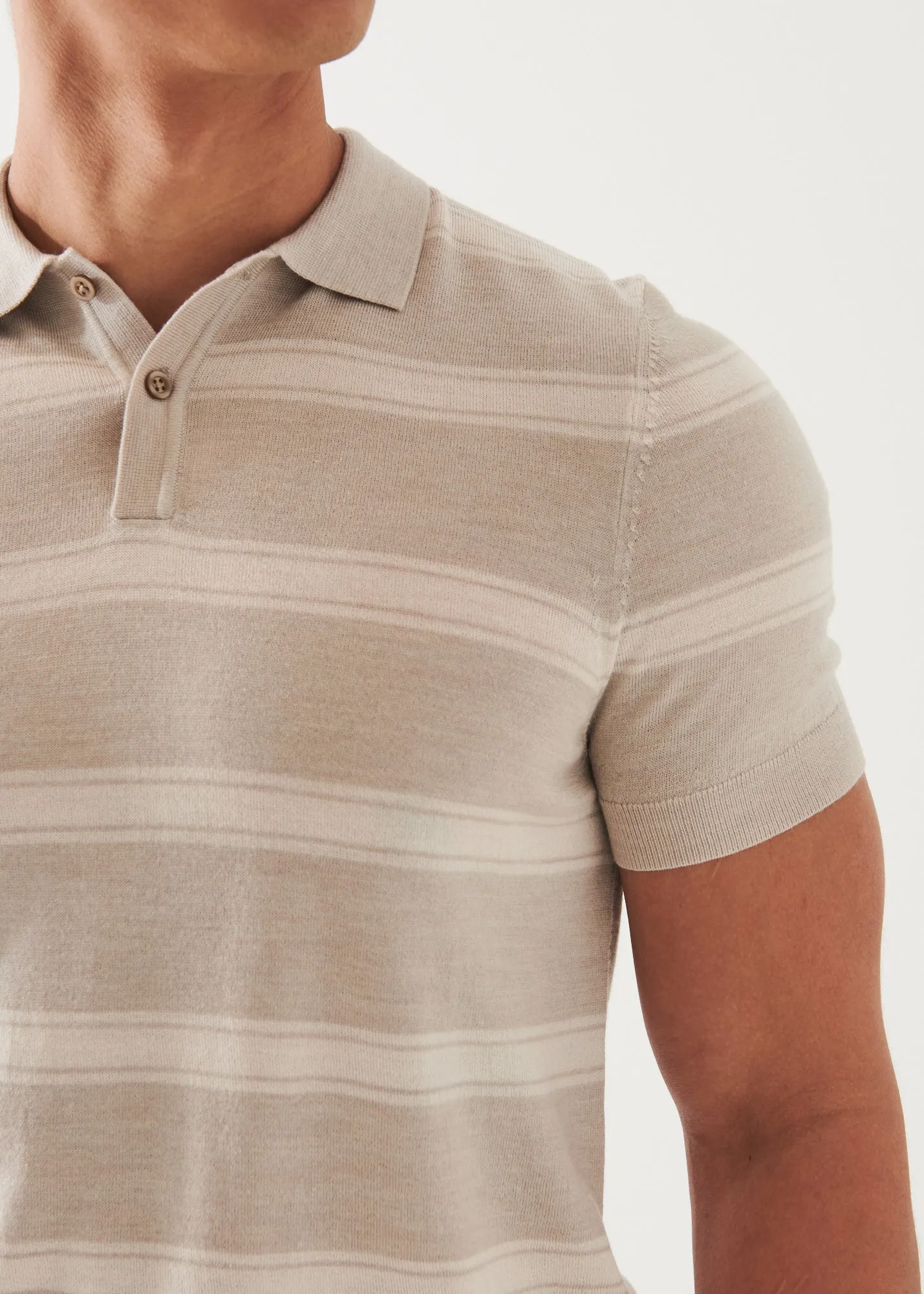 MERINO WOOL-SILK BLEND STRIPED POLO