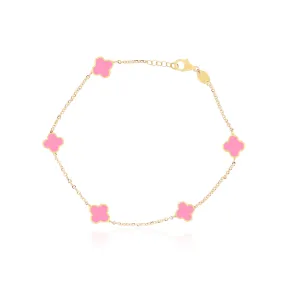 Mini Bubblegum Pink Clover Bracelet