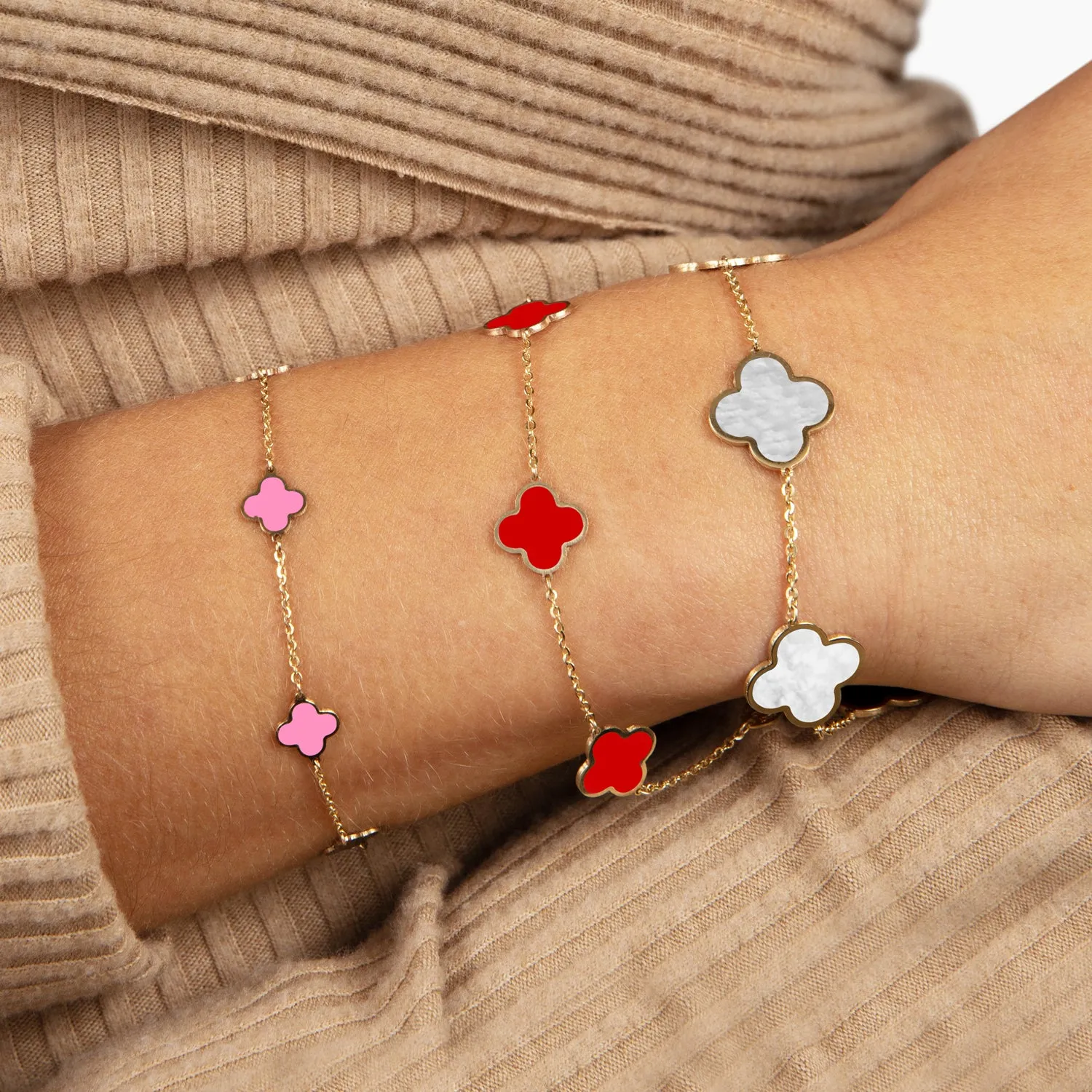 Mini Bubblegum Pink Clover Bracelet