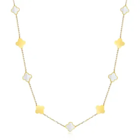 Mini Mother of Pearl and Gold Clover Necklace