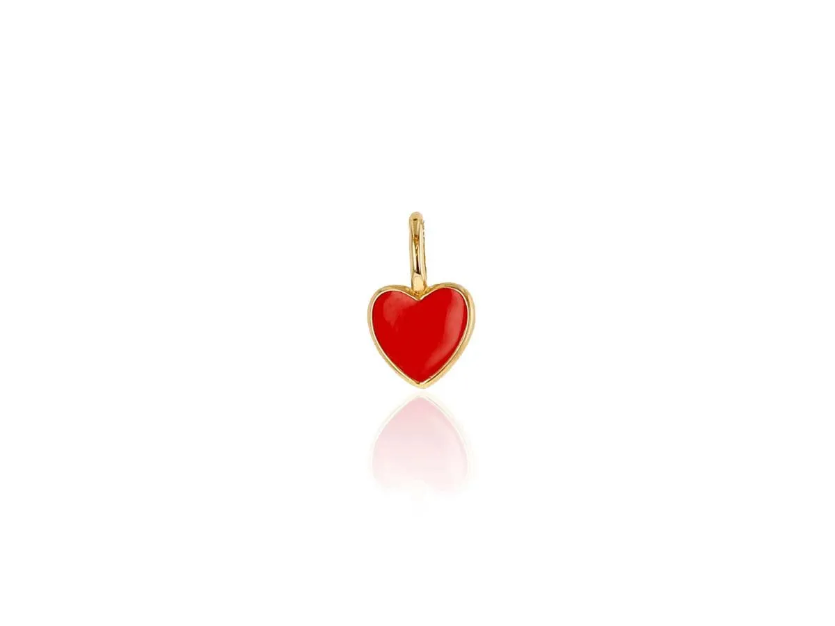 Mini Red Enamel Heart Charm Only